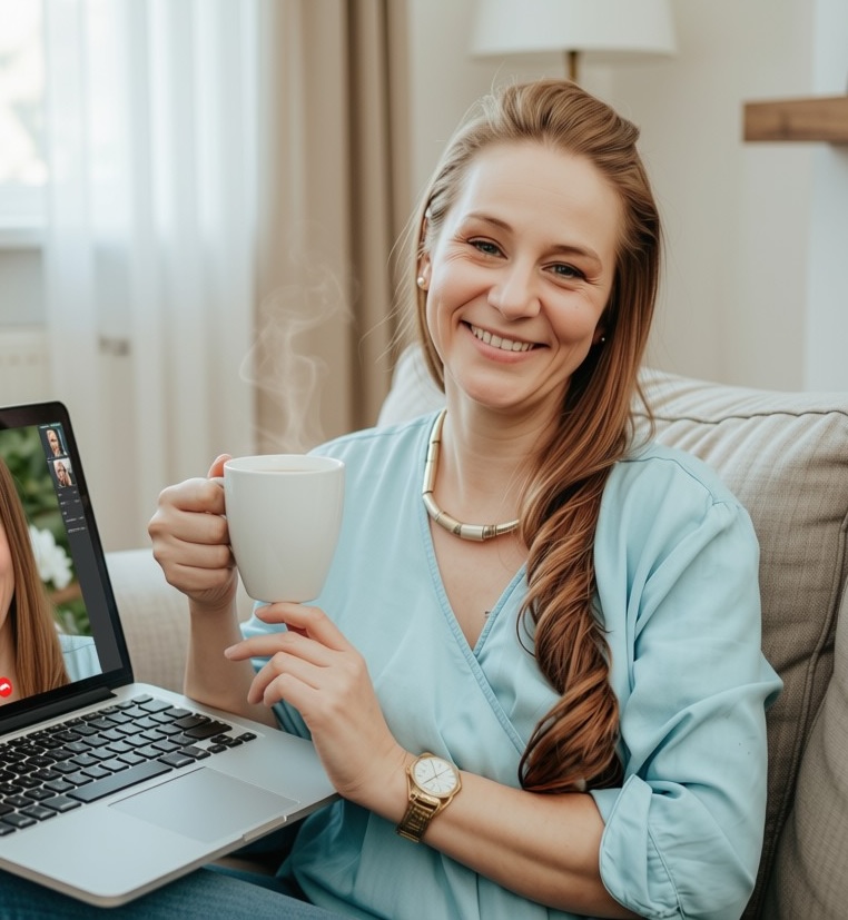 Kobieta podczas spokojnej rozmowy online